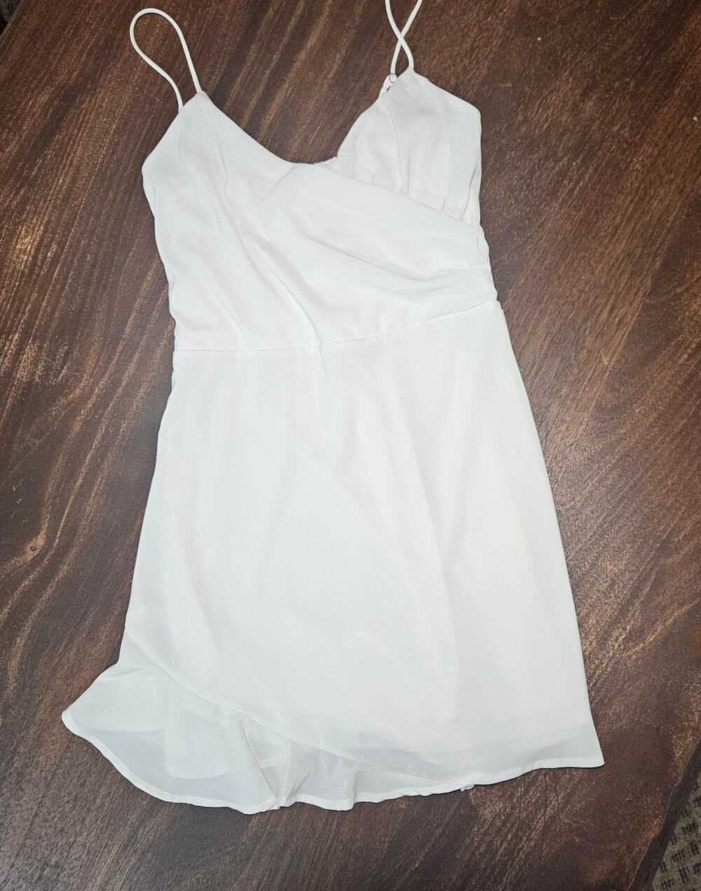 Lucy in the Sky White Wrap Ruffle Mini Dress XS